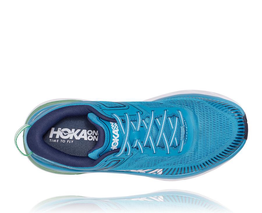 Tenis Hoka One One Hombre Azules/Blancos - Bondi 7 - HTVY34967